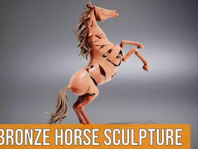Bronze Horse Sculpture model pack Low-poly 3D model