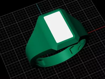 Mens Black Enamel Geometric Signet  Ring 11 3D print model