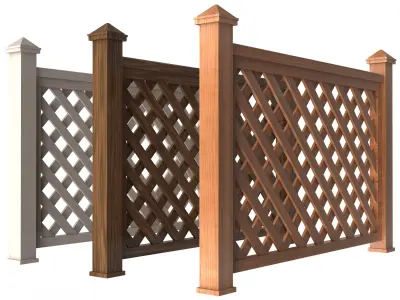 Wooden Fence 02 Low-poly 3D model