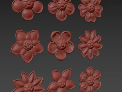 Ornament Flowers Pack 02 3D model