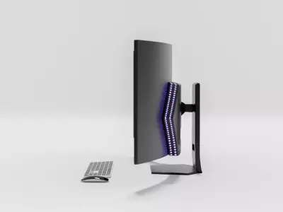 Curved monitor computer 3D model