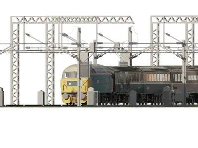 British Rail Class 47  with coaches 3D model