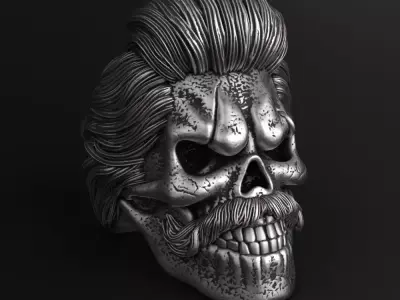 Skull ring bearded vol2 jewelry 3D print model