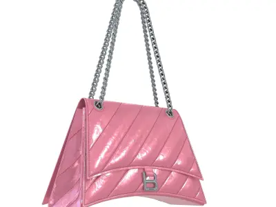 Balenciaga Crush Medium Chain Bag Quilted Pink Low-poly 3D model