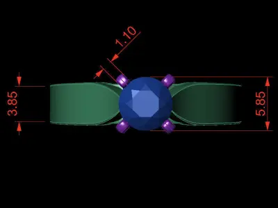 Round 0-75-CT Flat Profile Round Shank Width 3-20mm 3D print model