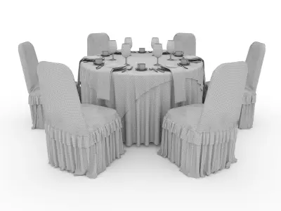Banquet Table and Chair 30 3D model