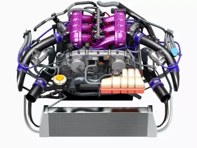 HKS VR38DETT Engine Low-poly 3D model