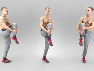 Athletic man stretching leg 366 Low-poly 3D model