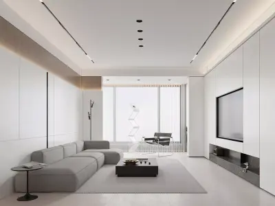 Modern living room dining room interior scenes 343 3D model