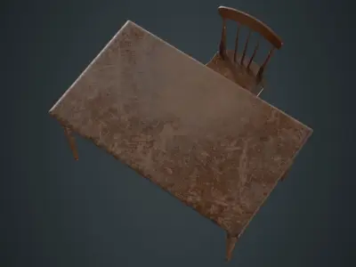 Table And Chair 2B Low-poly 3D model