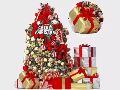 christmas tree with gifts 3D model