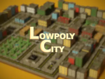 Lowpoly City Set building Free low-poly 3D model