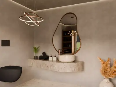 Minimalist elegant toilet bathroom  Free 3D model