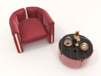 Modern Coffee Table and Armchair Set 63 3D model
