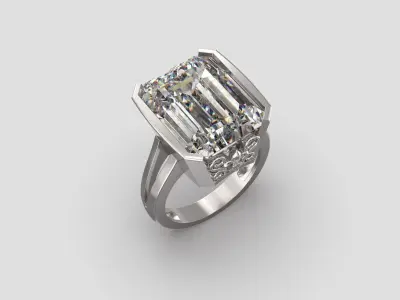 R 177 emerald cut ring 3D print model