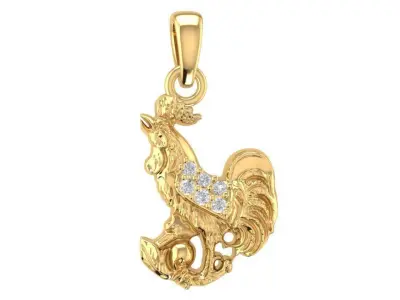 Luxury Rooster Pendant with Gemstone Accents 3019 3D print model