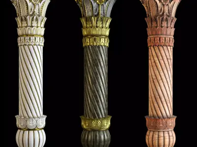 East carved column 3D model
