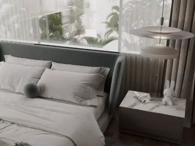 Exquisite Modern Luxury Master Bedroom Scene 3D model