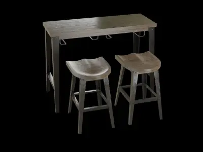 Dining Table Set-03 Low-poly 3D model