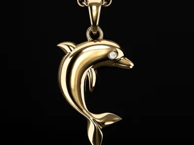 Dolphin Pendant Jewelery  Gold KM-006 3D print model