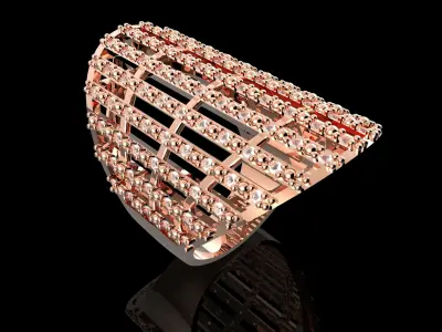 Fashion Ring With Brilliants 3D Print Model 3D print model