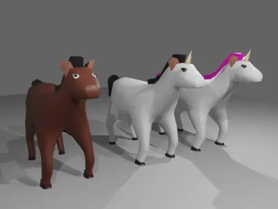 Horses and Unicorns - Cavalos e Unicornios 3D model