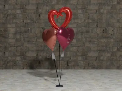 Heart Shape Valentines Day Balloons Low-poly PBR Low-poly 3D model