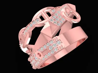 Luxury Chain Lock Ring  2636 3D print model