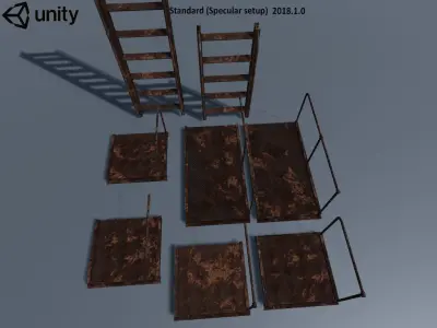 Rust Ladder Bridge Platform Set Free low-poly 3D model