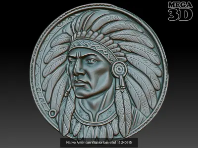 Native American Warrior basrelief Pack B 240915 3D Model Collection