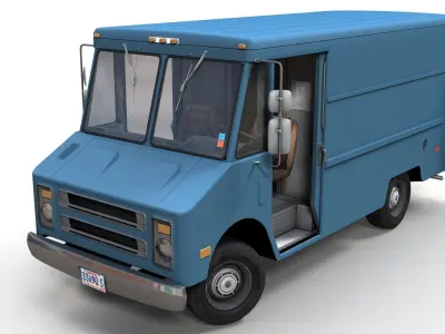 Industrial Step Van Low-poly 3D model