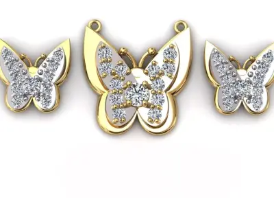 Butterfly pendant and earrings 3D print model