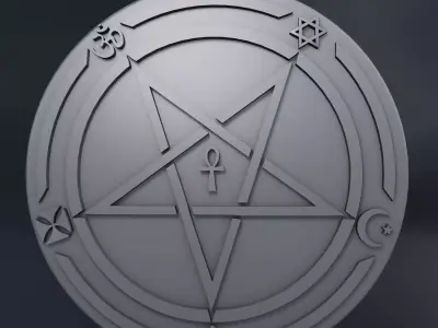 Medallion inverted pentagram 3D print model