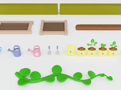 Cozy Cartoon Plants Low-poly 3D model