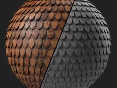 Roof Tile Materials 88- Wooden Roofing By Sbsar Seamless Pbr Texture