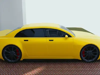 BLENDER EEVEE Brandless Small 4 door sedan Low-poly 3D model