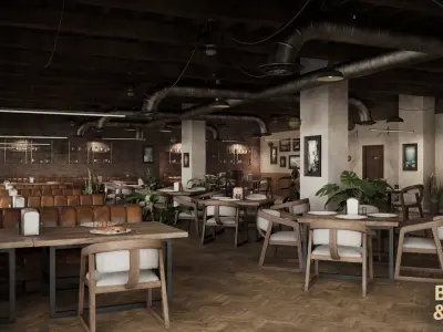 Pizza Restaurant Environment Low-poly 3D model