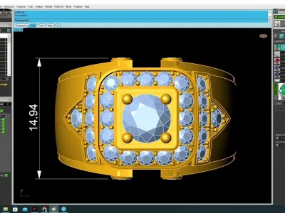 Luxury Square Diamond Halo Ring for Men 3469 3D print model