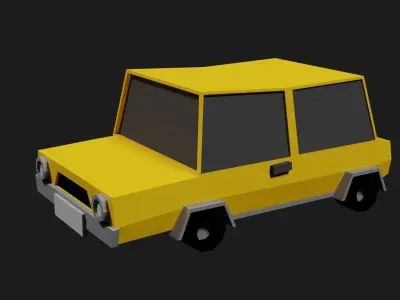 Lowpoly Comicstyle Car Low-poly 3D model