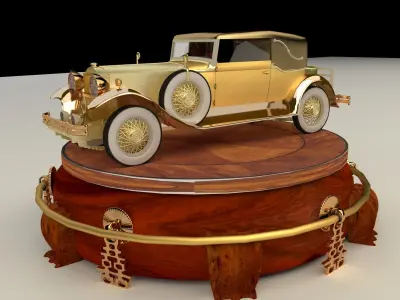 Chinese display stand with antique car 3D model