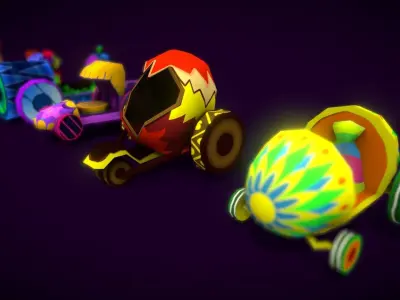 Cartoon sweet car Low-poly 3D model