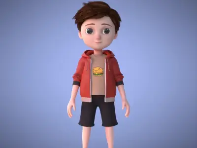 Young Boy Collection 3D Cartoon Rigging 3D model