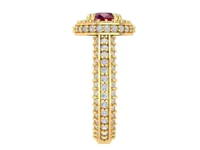 Luxury Ruby Halo Diamond Ring for Women 465 3D print model