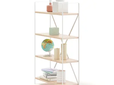Bookshelf with Decorations 3D model