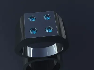 Square Diamond Ring Size 11 Flush Set Round Gems Gold Jewelry 3D print model