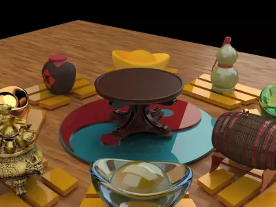 Chinese gold pot   3D model