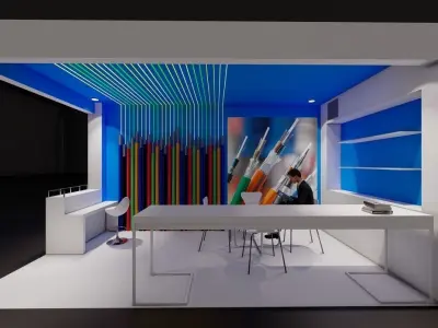 Exhibition model booth with walls 3D model
