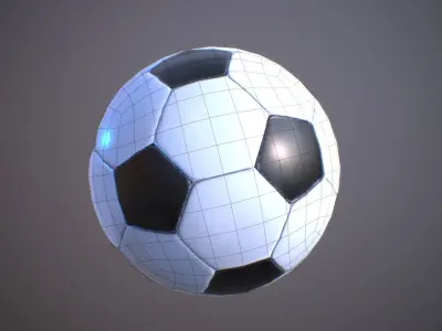 Football Soccerball game-ready low poly high poly model Low-poly 3D model