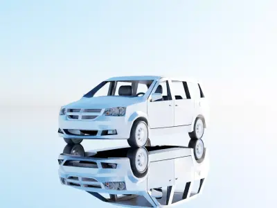 Low Poly Mini Van Low-poly 3D model