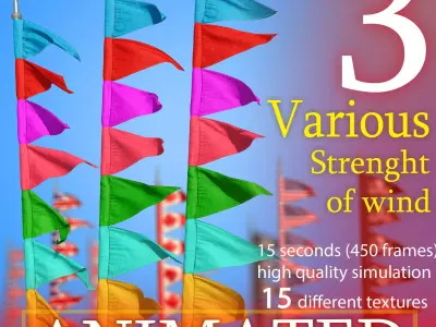 TRIANGLE FLAG ANIMATED 3D model